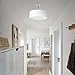 Ceiling Light, Semi-Flush Mount Modern Fabric Pendant Light Shade, Large White Drum Lampshade, Round Pendant Lamp, Lamps for bedrooms, Flush Chrome Matt, 3 Bulbs