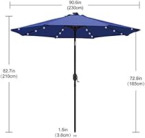 Amazon Com 7 5ft Patio Umbrella Ourdoor Solar Umbrella Led Umbrellas With 32led Lights Tilt And Crank Table Umbrellas For Garden Deck Backyard And Pool 12 Colors Blue Garden Outdoor