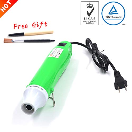 New Heat Gun,mofa Hot Air Gun Tools Shrink Gun with Stand For DIY Embossing And Drying Paint Multi-Purpose Electric Heating Nozzle 300W 110V (Green,White)