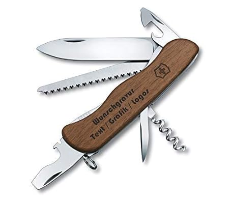 Victorinox FORESTER WOOD auf Wunsch mit persönlicher Gravur auf der Klinge oder auf dem Griff graviert mit Logo Motive Schrif
