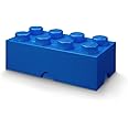 LEGO Storage Brick 8 - studs BLUE - Stackable Plastic Storage Box with Lid for Kids and Adults, Ideal Desk Organizer and Toy Box - 12.1L Capacity