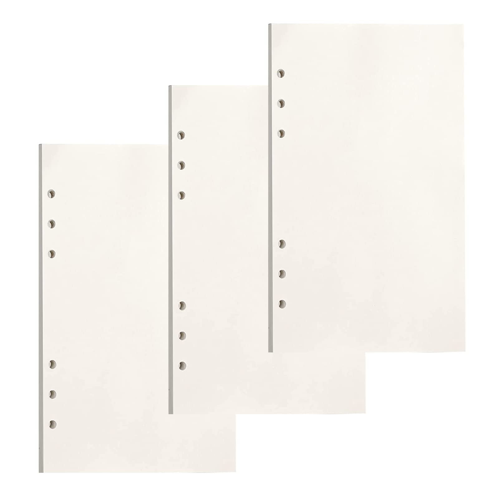 PALUDO 3 Pack A6 Blank Refills Paper 135 Sheets/270 Pages A6 Refillable Paper, 6-Ring Binder Planner Inserts Loose Leaf Punched Paper Refill