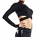 COLO Long Sleeve Crop Tops for Women - Activewear Workout Yoga Gym Top Lounge T Shirts -Cross Black(S)