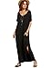 MakeMeChic Women's Boho Maxi Short Sleeve Split Pockets Tie Dye Long Dress Black Solid L