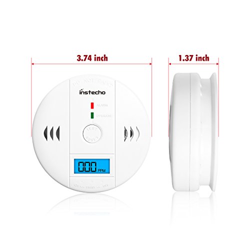 CO Detector, AUKA Monoxide Alarm LCD Portable Security Gas CO Monitor, Battery Powered-2 Pack with UL2034 Listed (3AABattery not included)