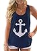 Voguegirl Women Boat Anchor Print Sleeveless Tank Tops Vest Blouse Navy1 X-LargeL