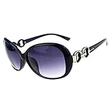 Fashion?Life Women Shades Oversized Eyewear Classic Designer Sunglasses UV400-Shining Black&Grey