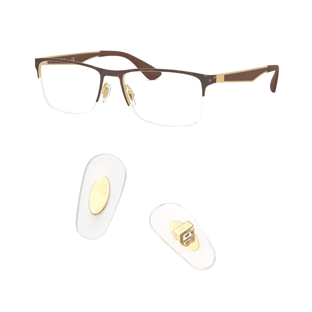 Replacement Push-in Nose Pads for Ray-Ban RB6335 Glasses Repair Kits,Bonus Lens Cloth (gold)