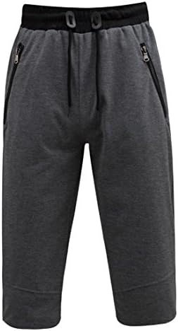 WOCACHI Men New Shorts Fitness Casual Solid Zippered Gym Athletic Shorts