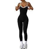 EOURA Women's Workout jumpsuit, One Piece Seamless Ribbed Butt yoga romper