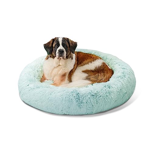 Best Friends by Sheri The Original Calming Donut - Calming Donut Basket for Cats and Dogs - Machine Washable Removable Cover with Zipper - Frost White - 76 x 76 cm - M
