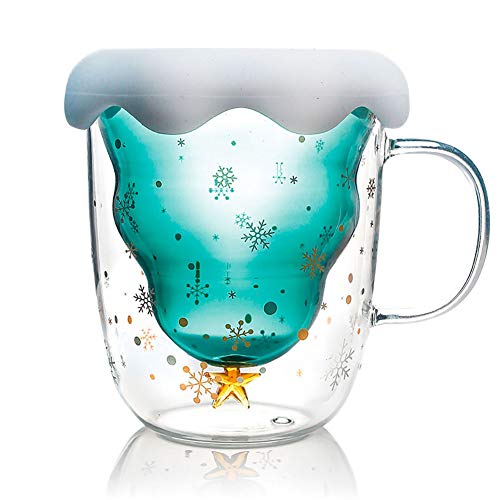 Primst Glas Doppelwandig,Weihnachtsbaum Kaffeetasse,Teegläser mit Henkel (A) – Bild 8