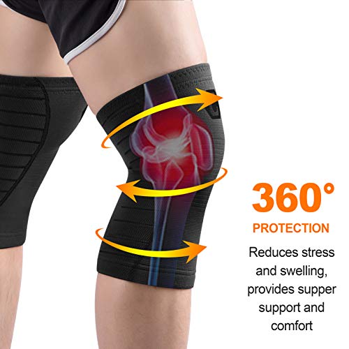 image for CAMBIVO 2 Pack Knee Brace, Knee Compression Sleeve Support for Running