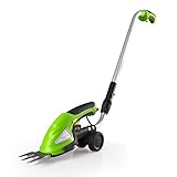 SereneLife Upgraded Hedge Trimmer Shears - Cordless Electric V2 - Push Grass Cutter W/ 3.6V Rechargeable Battery - Adjustable Height and Changeable Blade Hedge Shrubber - PSLGTM30