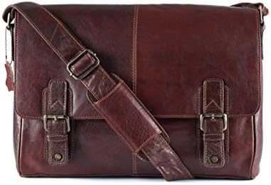 VISSTOSSO Genuine Leather Crossbody Messenger Laptop Bag