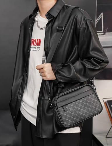 Hjkiopc Men's Shoulder Bags, Multifunctional Shoulder Bag, Vintage Shoulder Bag for Men, Business Bags, Small Waterproof Leisure Backpack, for Work, Travel (Black)