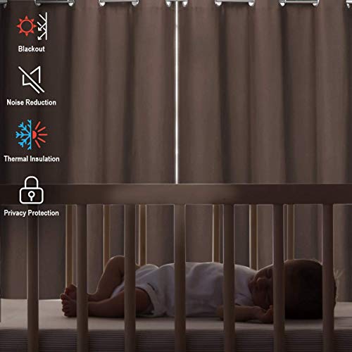 Diraysid Cappuccino Grommet Blackout Curtains for Bedroom Thermal Insulated Room Darkening Curtains Drapes, W42 x L63, 2 Panels