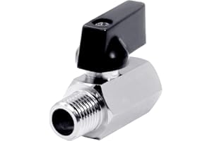 Beduan 3/8" Brass Mini Ball Valve NPT Female x Male Shut-Off Valve (Threaded OD: about 0.675")