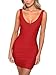 MISFONDLE Women's Sexy Bodycon V Neck Backless Pleated Strap Mini Club Dress