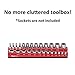 Olsa Tools Magnetic Socket Organizer | 3/8-inch Drive | SAE | RED | Holds 26 Sockets | Professional Quality Tools Organizer