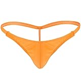 FEESHOW Men's Stretchy G String Thong T Back Underwear Briefs (Orange)