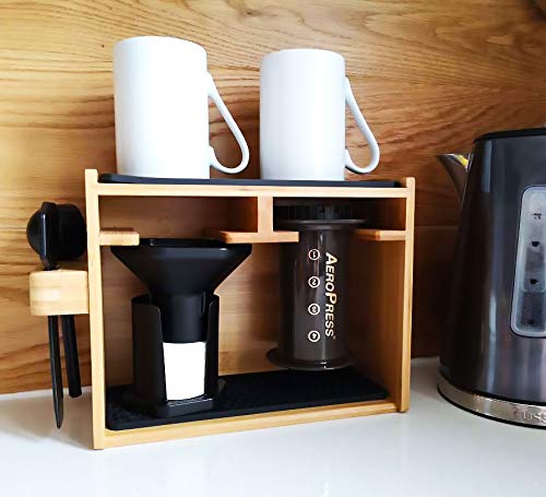 Hexnub Organizer for Aeropress Coffee Maker Premium Bamboo Stand Caddy Station Holds Aeropress Coffee Maker Filters Cups Accessories with Silicone Dripper Mat Hexnub Organizer for Aeropress Coffee Maker Premium Bamboo Stand Caddy Station Holds Aeropress Coffee Maker Filters Cups Accessories with Silicone Dripper Mat