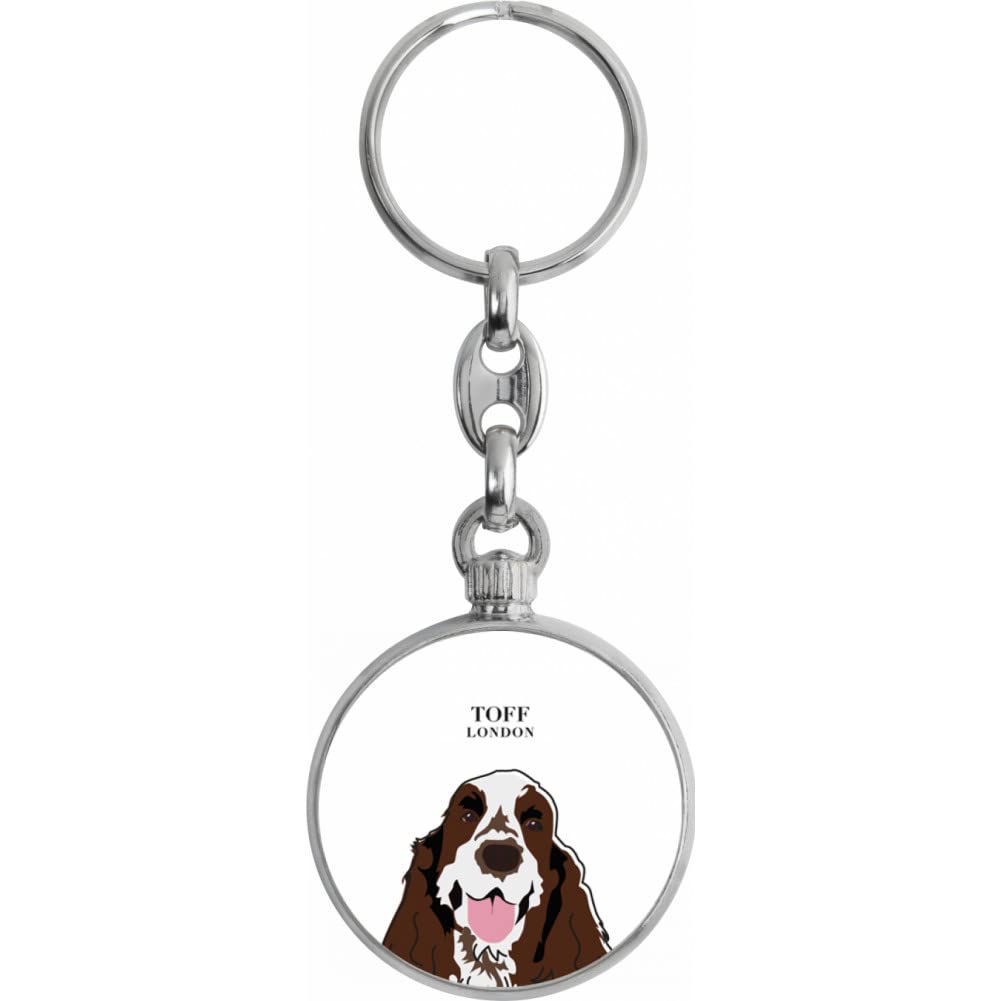 Toff London Brown And White Cocker Spaniel Dog Head Keyring