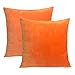 Sykting 18 x 18 Pillow Covers Set of 2 Square Cotton Super Soft Short Plush Light Orange