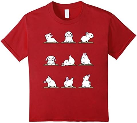 Kids Cool Bunnie Rabbits Yoga T Shirt 8 Cranberry