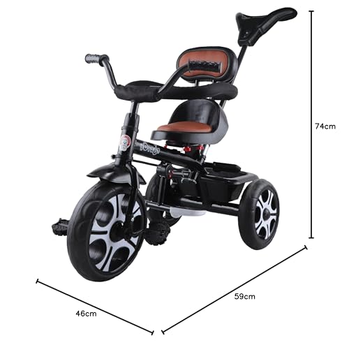 Toyzoy Softy Grand Kids|Baby Trike|Tricycle with Cushioned & Revolving Seat for Kids|Boys|Girls Age Group 2+ Years (Black) 1