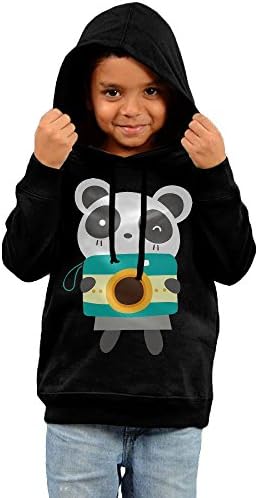 Baby Boy's Girl's Hipster Panda Black Cotton Pullover Hoodie For Kids