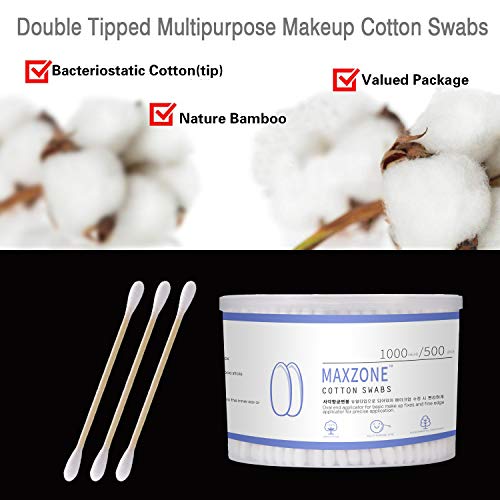500 Count Double Round Tips Cotton Swabs With Strong Bamboo Sticks Cotton Buds , 3.14 inch, 1 pack