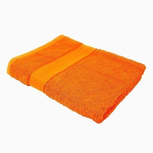 2 X STRIPED BRIGHT 100% COMBED COTTON SOFT ABSORBANT ORANGE HAND TOWEL