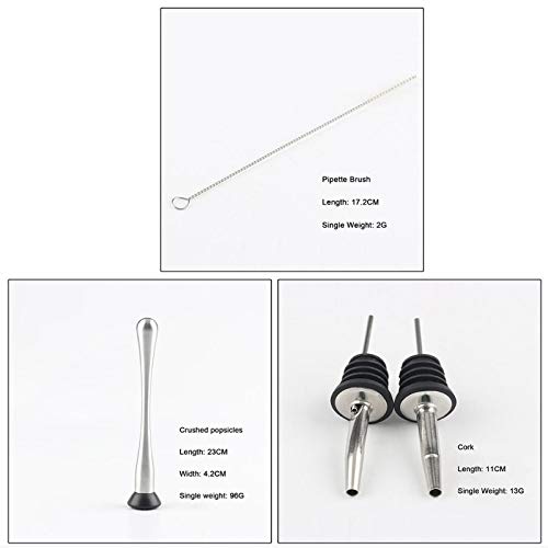 NXYJD 23 stücke Edelstahl Cocktail Shaker Set Barware Kit mit quadratischem Holzregal für Barkeeper Getränk Party Bar… – Bild 8