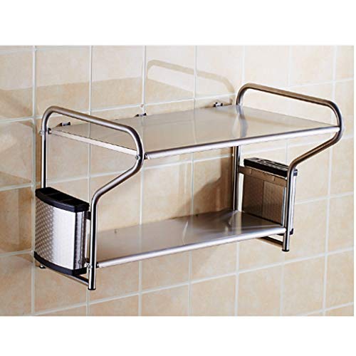 Microwave Kitchen Rack 304 Stainless Steel Oven Bowl Wall Hanging Multi-Function Household Storage MUMUJIN (Size : 53cm)