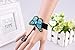 MEiySH Lolita Blue Butterfly Charm Lace Slave Bracelets with Ring fow Women