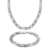WESTMIAJW 8mm Mens Stainless Steel Bracelet Necklace Sets Silver Curb Chain Jewelry,24
