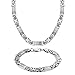 WESTMIAJW 8mm Mens Stainless Steel Bracelet Necklace Sets Silver Curb Chain Jewelry,24