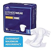 Medline Extended Wear Overnight Adult Briefs with Tabs, Maximum Highest Absorbency Adult Diapers, Large (60 Count)