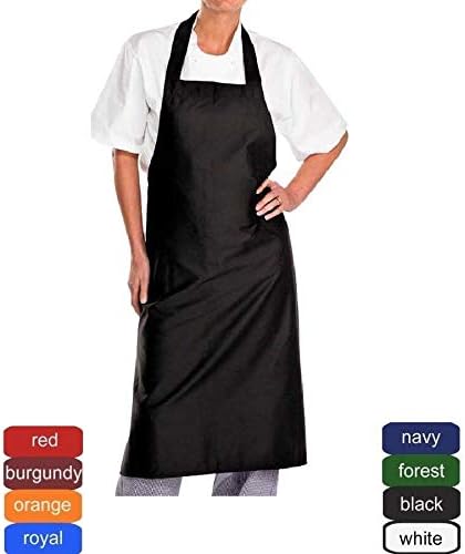 6 New Spun Poly Commercial Restaurant Kitchen Bib Aprons 8 Color Choices Without Pocket #GT01 (Black)