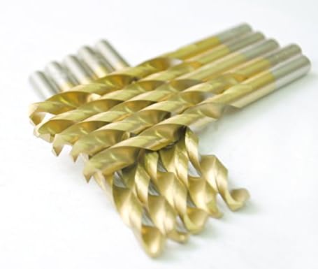 DRILLFORCE 10 PCS,13/64" x 3-5/8"Titanium Coated Twist Drill Bits, Metal Drill, Pack in Plastic Bag (13/64)