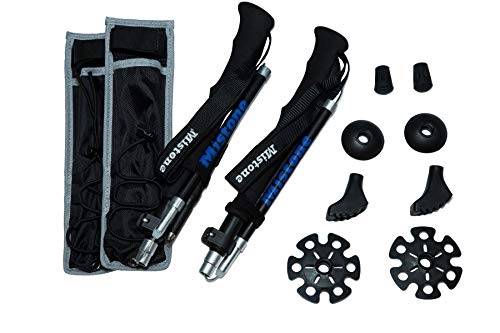 Mistone Short Hiking Poles (Person’s 4’4” to 5’6”) Folds to 14” Walking Poles/Ultra Strong Aluminum 7075-T6 Alloy/Adjustable Height/Belt Mounted Holster/Buy 1 pole or 2 poles