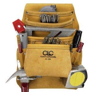 CLC Custom Leathercraft I933 Carpenter's Nail and Tool Bag, Top Grain, 10-Pocket