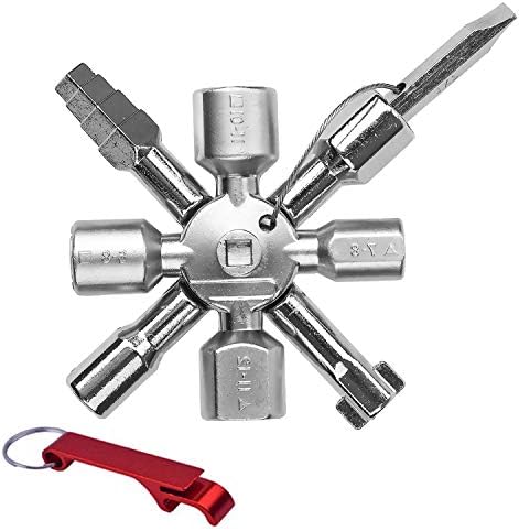 Aissy Multifunctional Utility Key for Radiator Electric Gas Water Meter Boxes Cross Switch Wrench for Shut Off System Opener Multitools