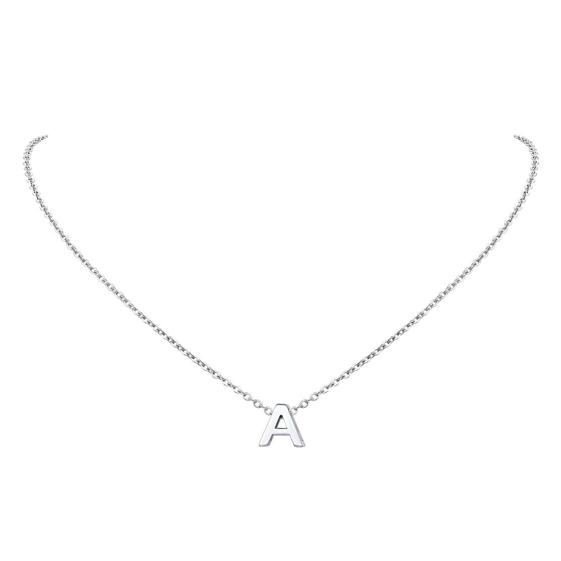 FindChic Little Initial Necklace Letter Alphabet Pendant Necklace for Women Stainless Steel Initial Necklace