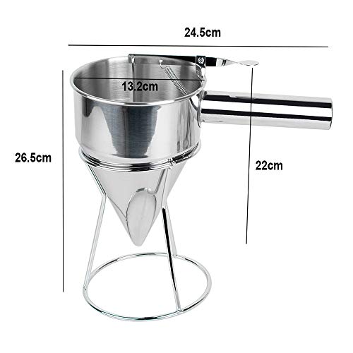 Denshine Donut Cupcake Waffle Batter Dispenser Funnel, Confectionery Funnel, Pancake Batter Dispenser Maker Helper With Rack Home Kitchen DIY Baking Decorating Tool Funnel 1000ml Stainless Steel - Thumbnail 6