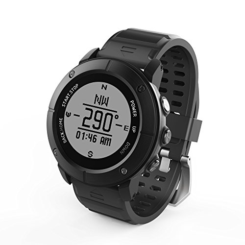 Smart Watch,Outdoor sports running IP68 waterproof The treadmill Watch with Global PositioningThe System,Heart Rate,Compass,Pedometer for IOS Iphone,Android (Black-80C)