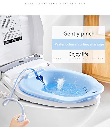 XSSG Hip Bathtub Non-Squatting Body-Cleansing Pregnant Women Special Bathtub wash Buttocks, Pelvis, Anus and intestine postoperative Care Basin (Blue) - Thumbnail 2