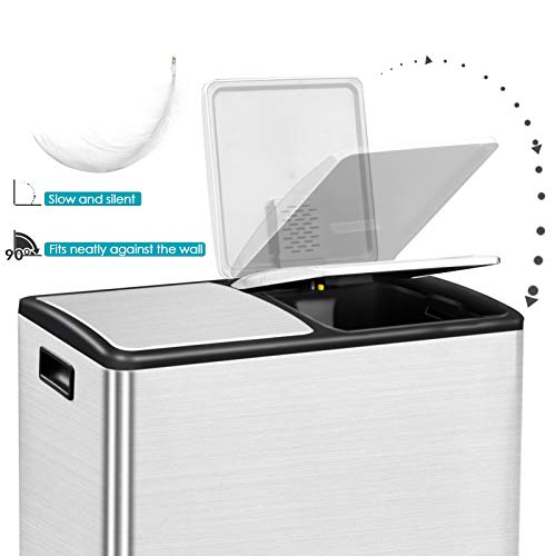 AVV Kitchen Step Trash Can and Recycle Bin Combo Dual Garbage and Recycling Double Compartment