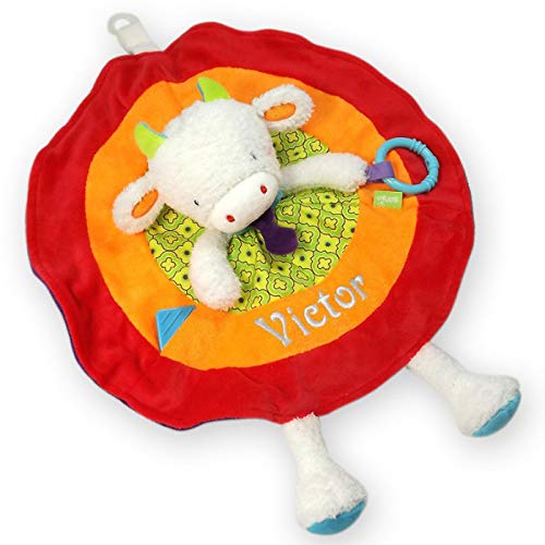 Accroche Sucette Grelot Cadeau Naissance Bapteme Dentition Fille Grand Doudou Vache Robe Personnalise Avec Le Prenom De Bebe Marque Babysun Des La Naissance Bebe Et Puericulture Sucettes Et Anneaux De Dentition